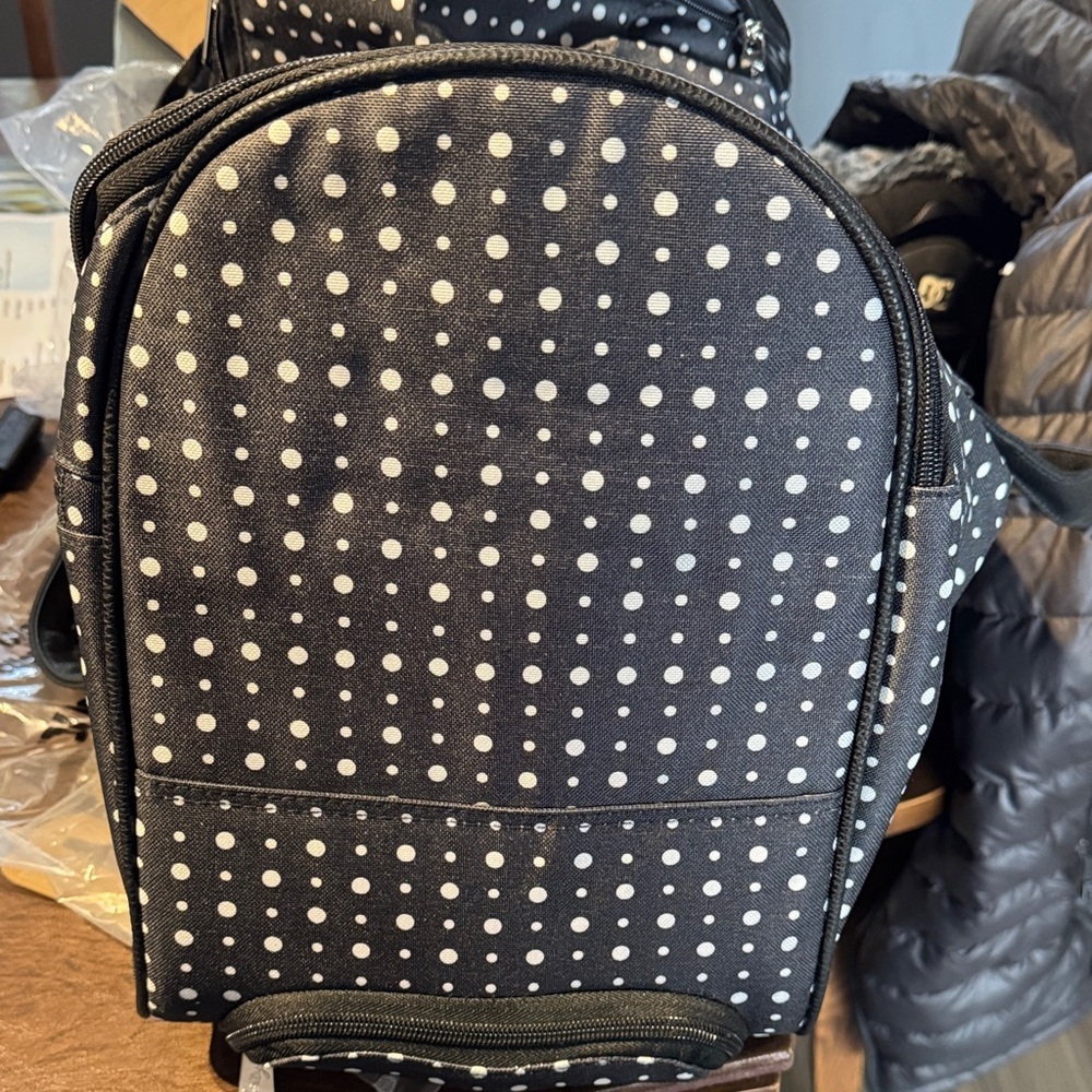 Thirty One bag rolling duffel Black and White Polka Dot - never used